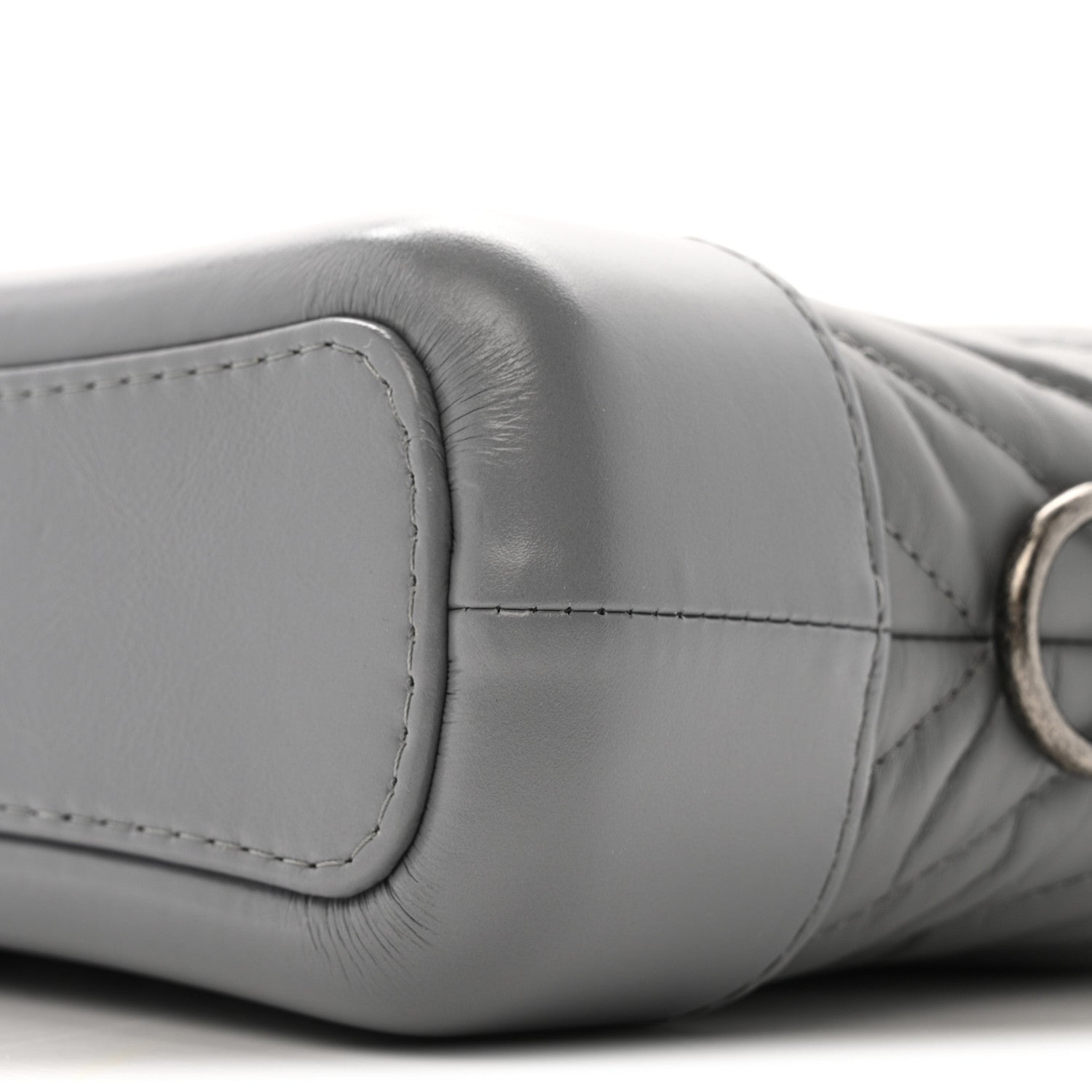 Chanel Aged Calfskin Chevron Quilted Small Gabrielle Hobo Grey