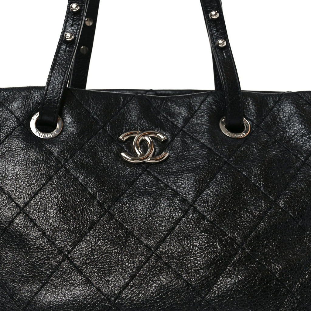 Chanel Glazed Calfskin Large On The Road Tote Black