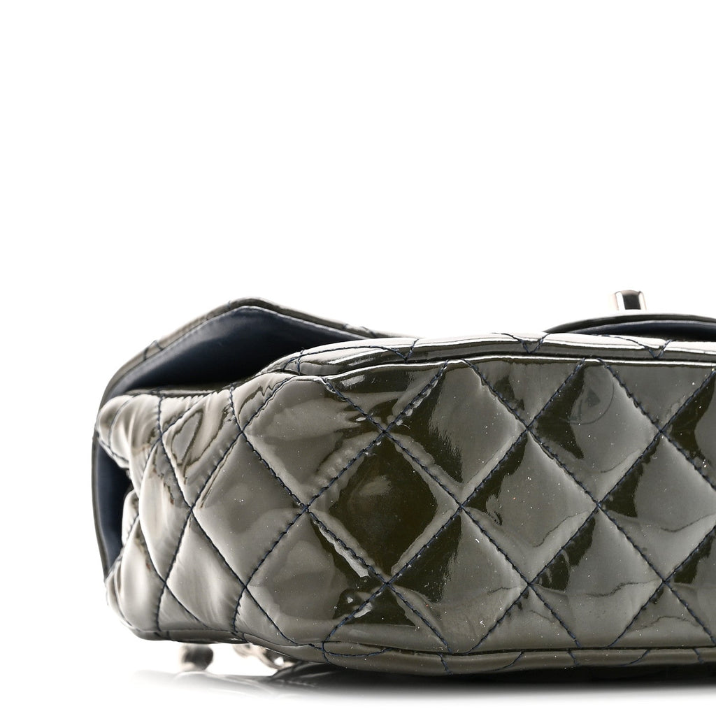 Chanel Patent Calfskin Quilted Mini Rectangular Flap Navy Blue