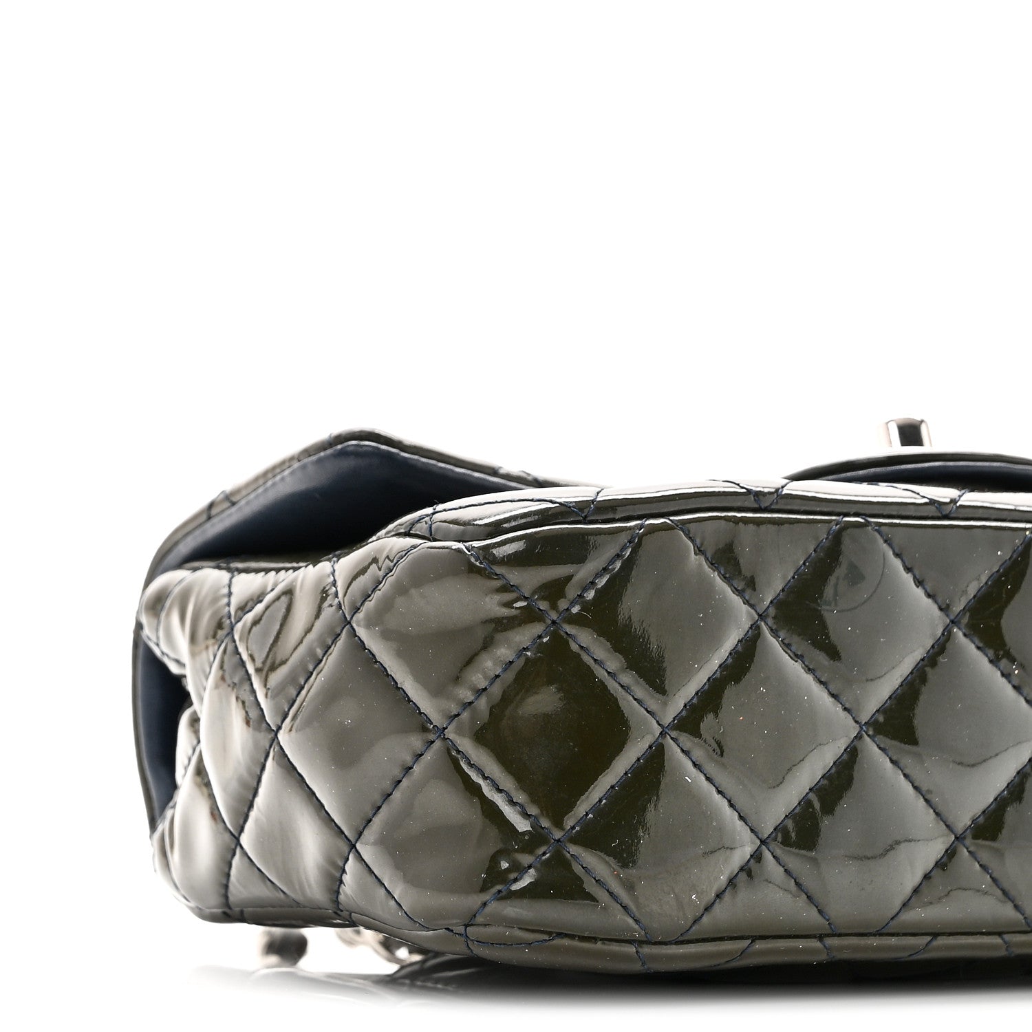 Chanel Patent Calfskin Quilted Mini Rectangular Flap Navy Blue