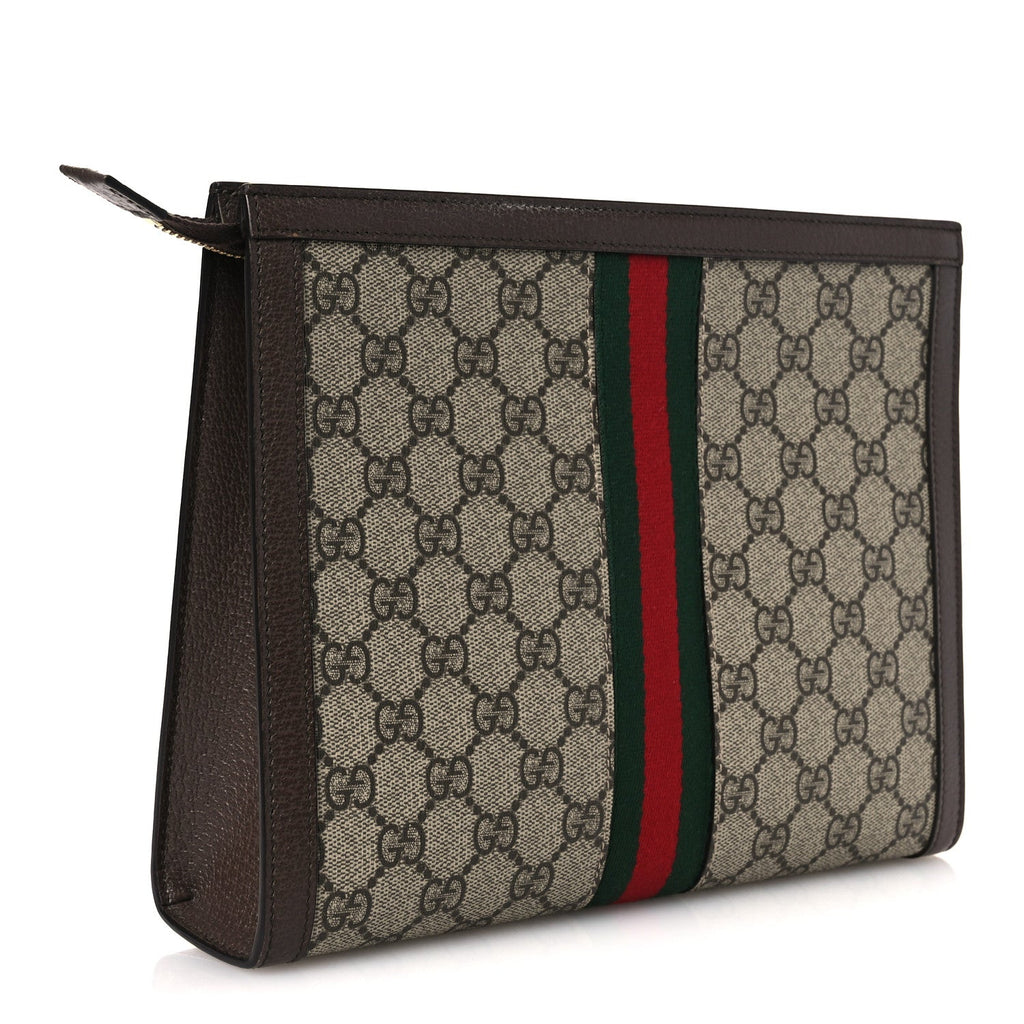 Gucci GG Supreme Monogram Web Ophidia Pouch Brown