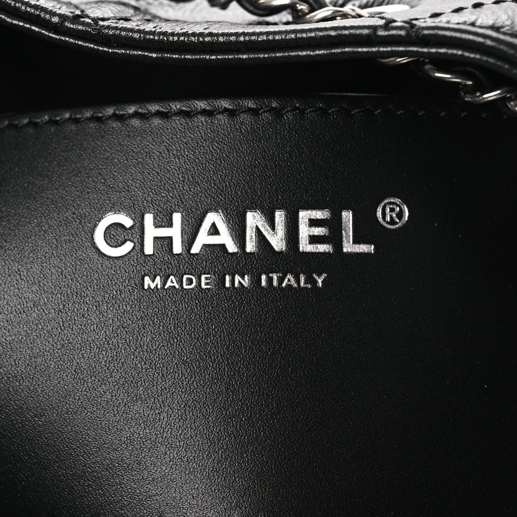 Chanel Shiny Crumpled Calfskin Quilted Small Chanel 25 Handbag Black