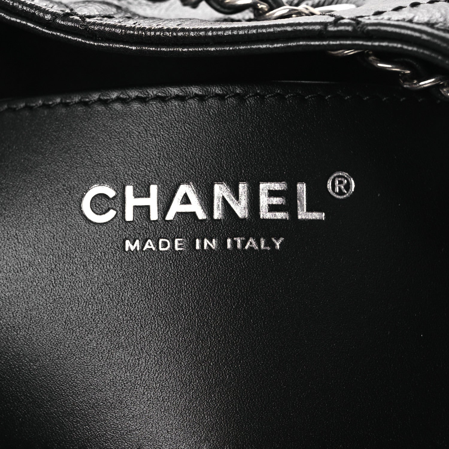 Chanel Shiny Crumpled Calfskin Quilted Small Chanel 25 Handbag Black