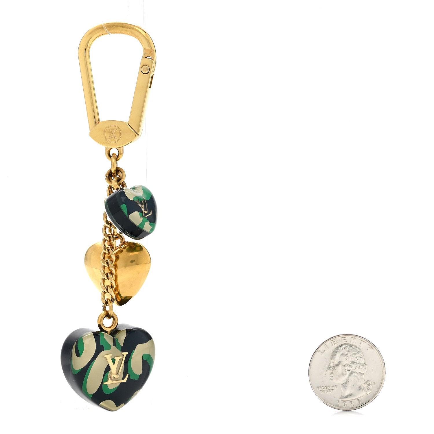 Louis Vuitton Leopard Heart Bag Charm Key Holder Blue Infini
