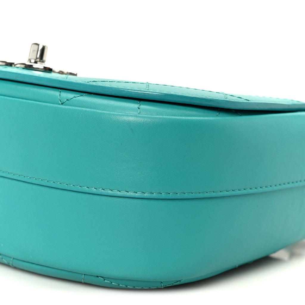 Chanel Calfskin Stitched Small Ring My Bag Flap Crossbody Turquoise