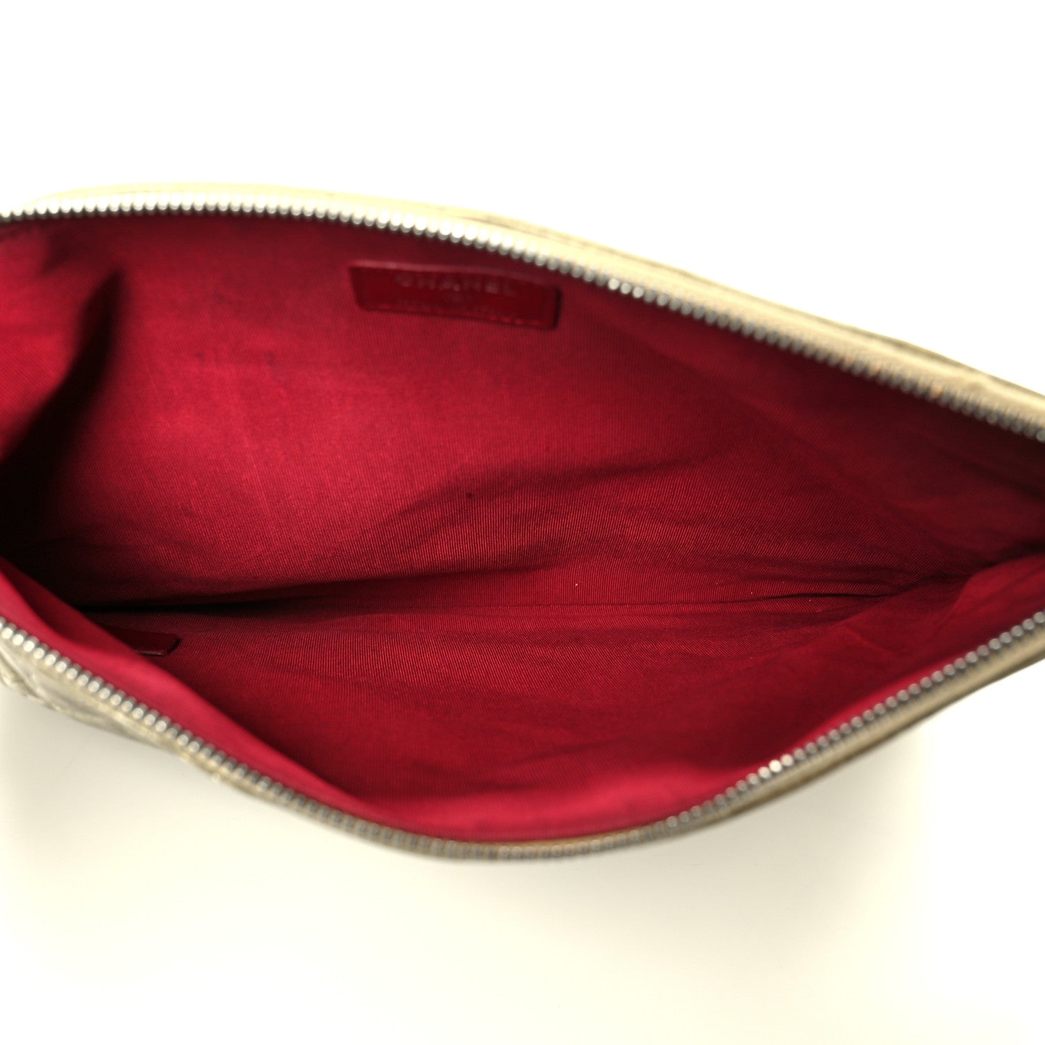 Metallic Aged Calfskin Quilted Medium Gabrielle Cosmetic Case  Gold