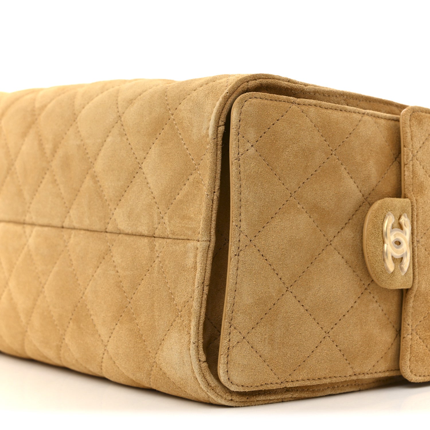 Chanel Suede Quilted Small Chanel 25 Handbag Beige