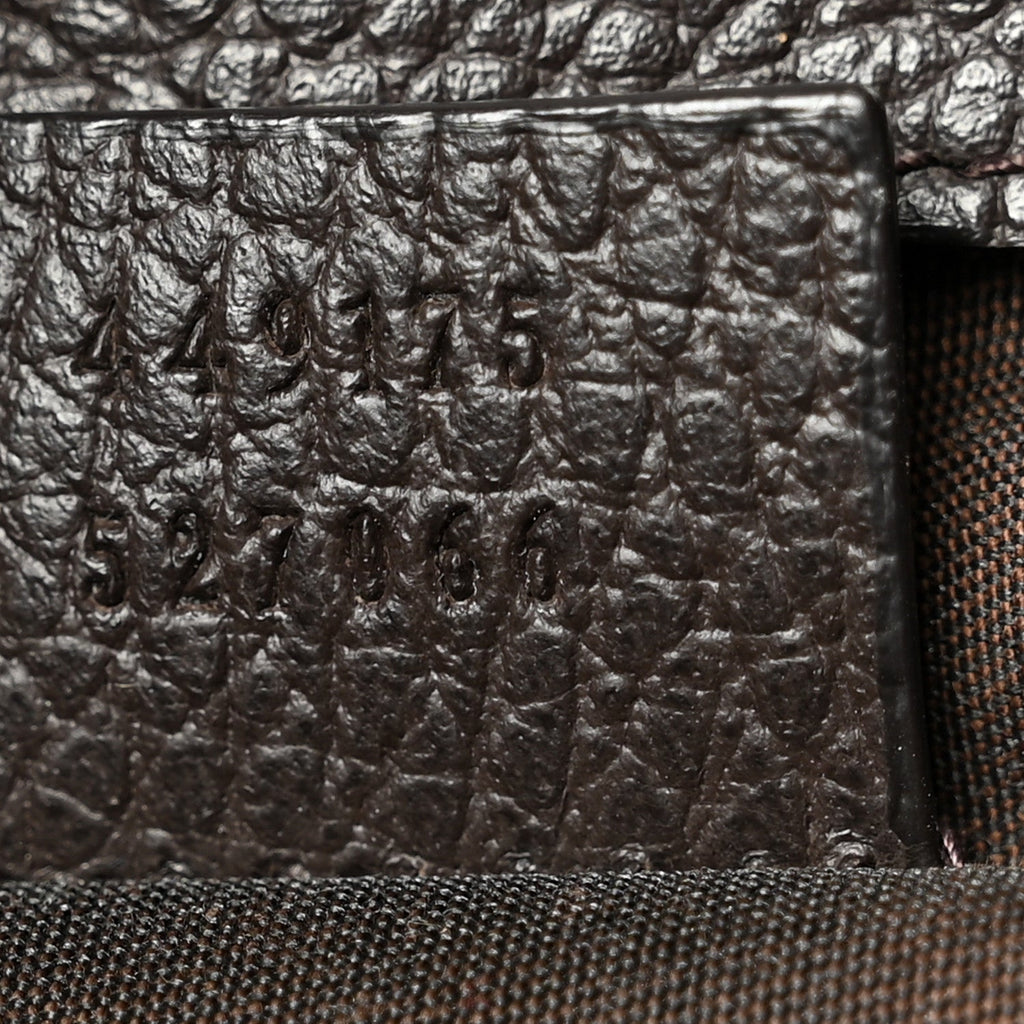 Gucci Monogram Dollar Calfskin O Drawstring Backpack Beige Ebony Testa di Moro Dark Chocolate
