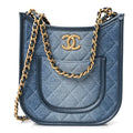 Chanel Washed Denim Quilted Small Hobo Blue