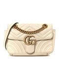 Gucci Calfskin Matelasse Mini GG Marmont Shoulder Bag White