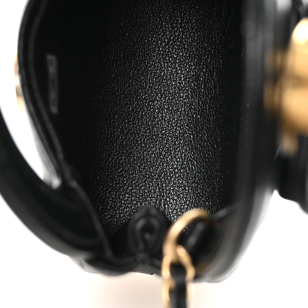 Chanel Shiny Lambskin Quilted Mini Kelly Bag Charm Black