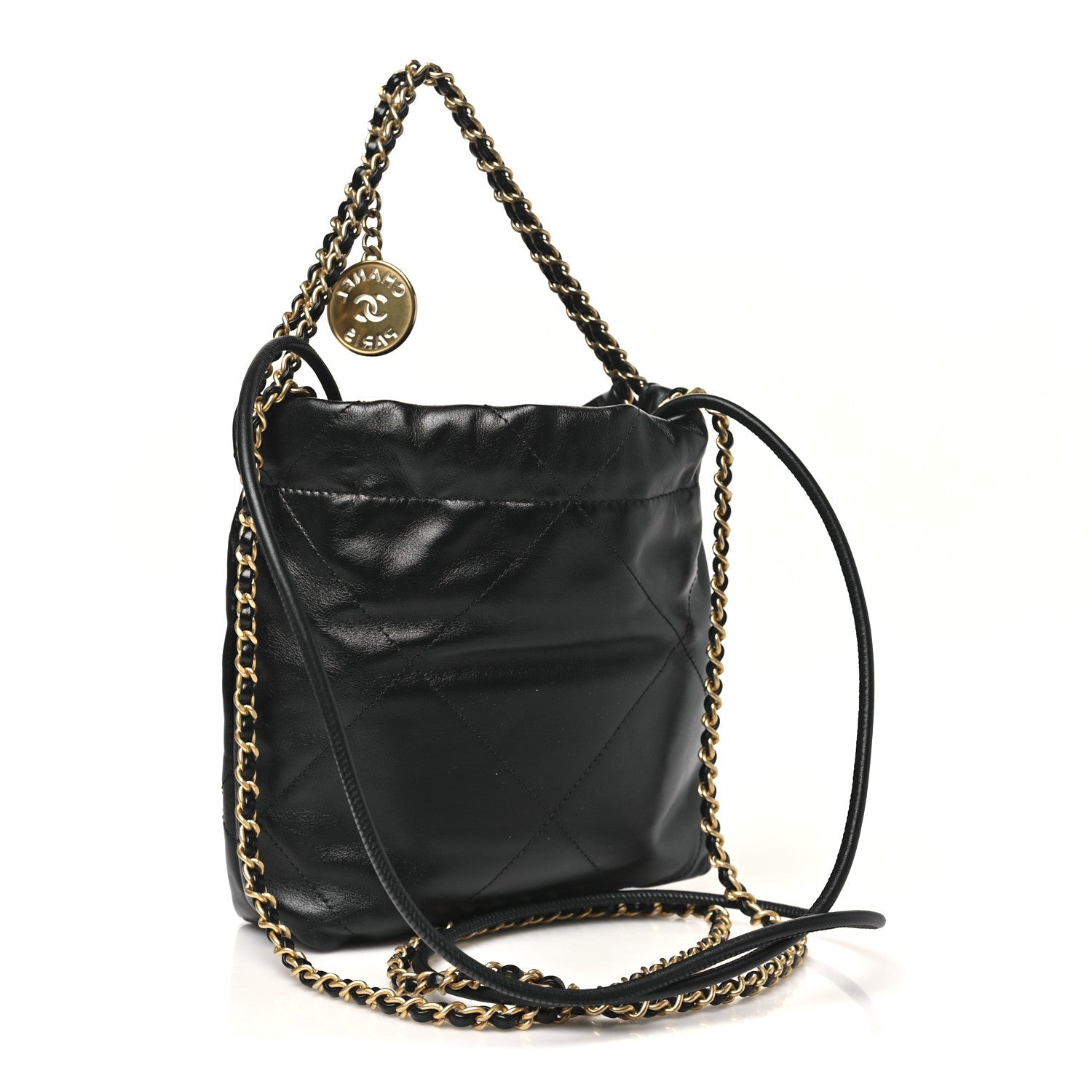 Chanel Shiny Calfskin Quilted Mini Chanel 22 Black