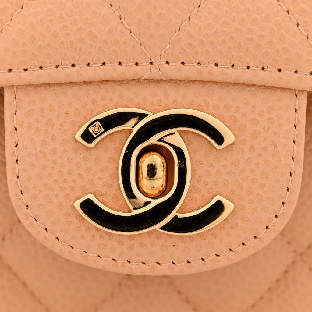 Chanel Caviar Quilted Medium Double Flap Beige Clair