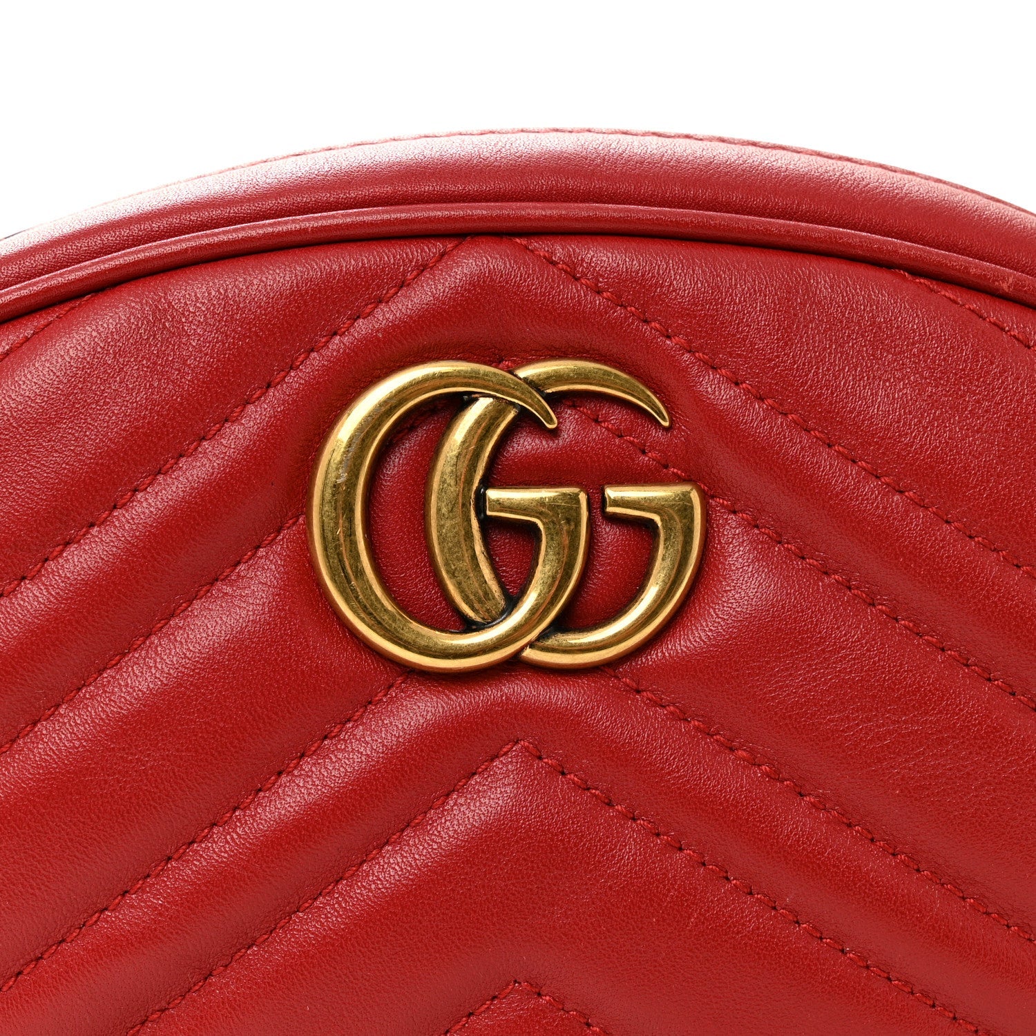 Gucci Calfskin Matelasse GG Marmont Belt Bag 85 34 Hibiscus Red