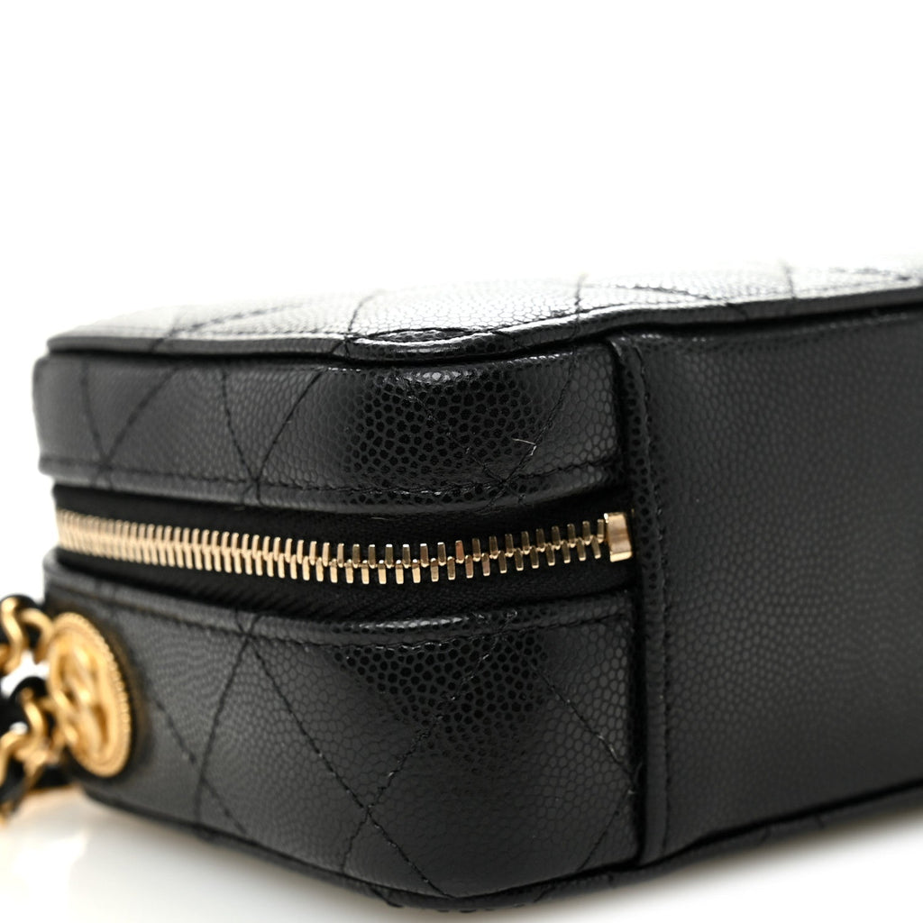 Chanel Caviar Quilted Twist Your Buttons Clutch With Chain Black