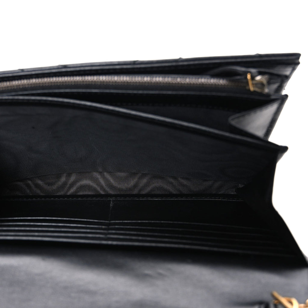 Gucci Calfskin Matelasse GG Marmont Chain Wallet Black