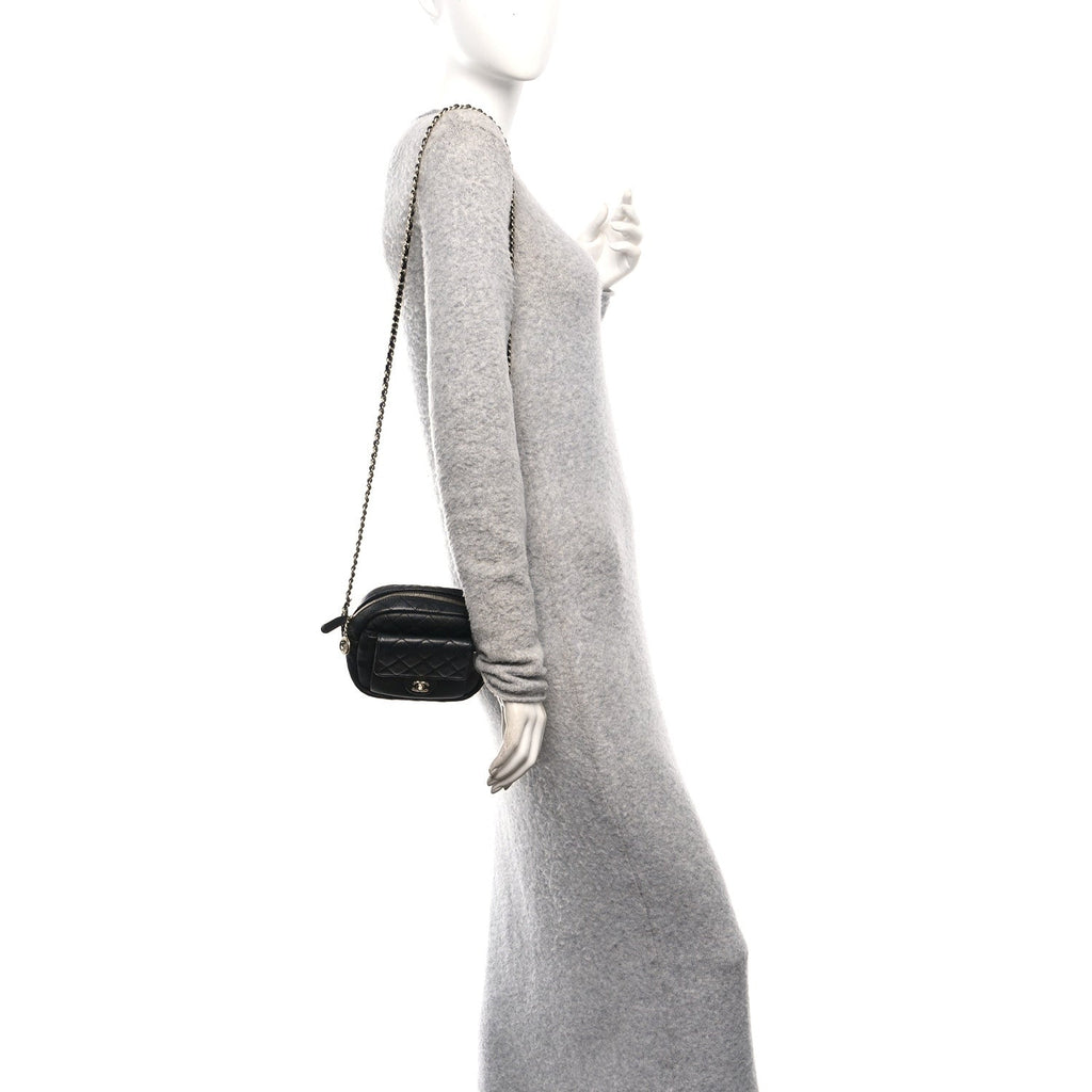 Chanel Caviar Quilted CC Day Camera Case Black