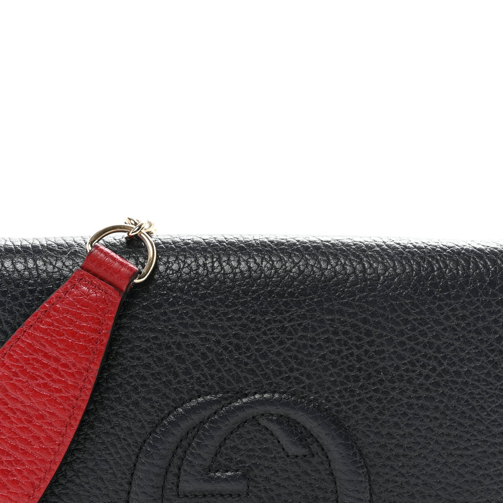 Gucci Dollar Calfskin Soho Wallet On Chain Blue Hibiscus Red Mystic White