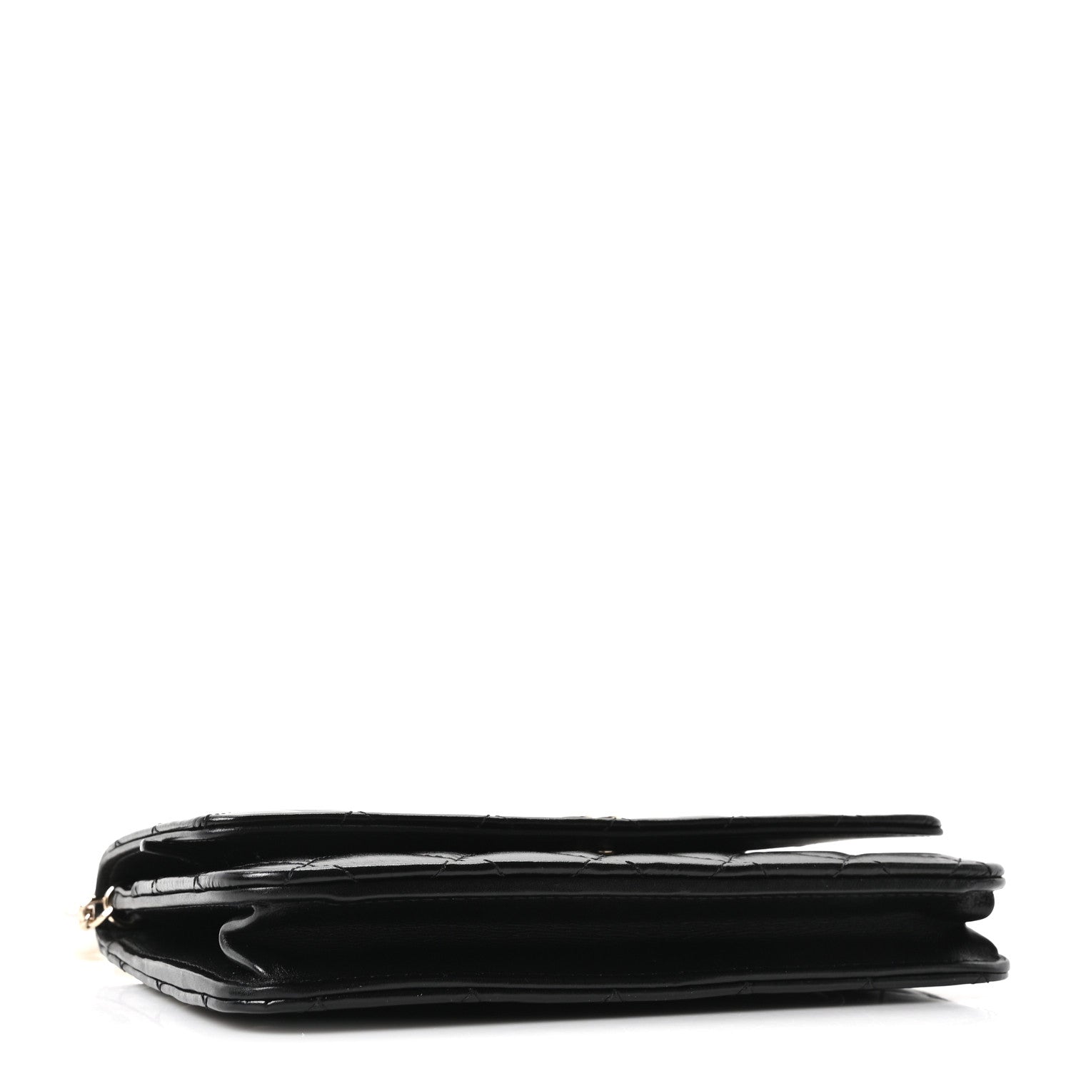 Chanel Calfskin Quilted Maxi Pearl Wallet On Chain WOC Black