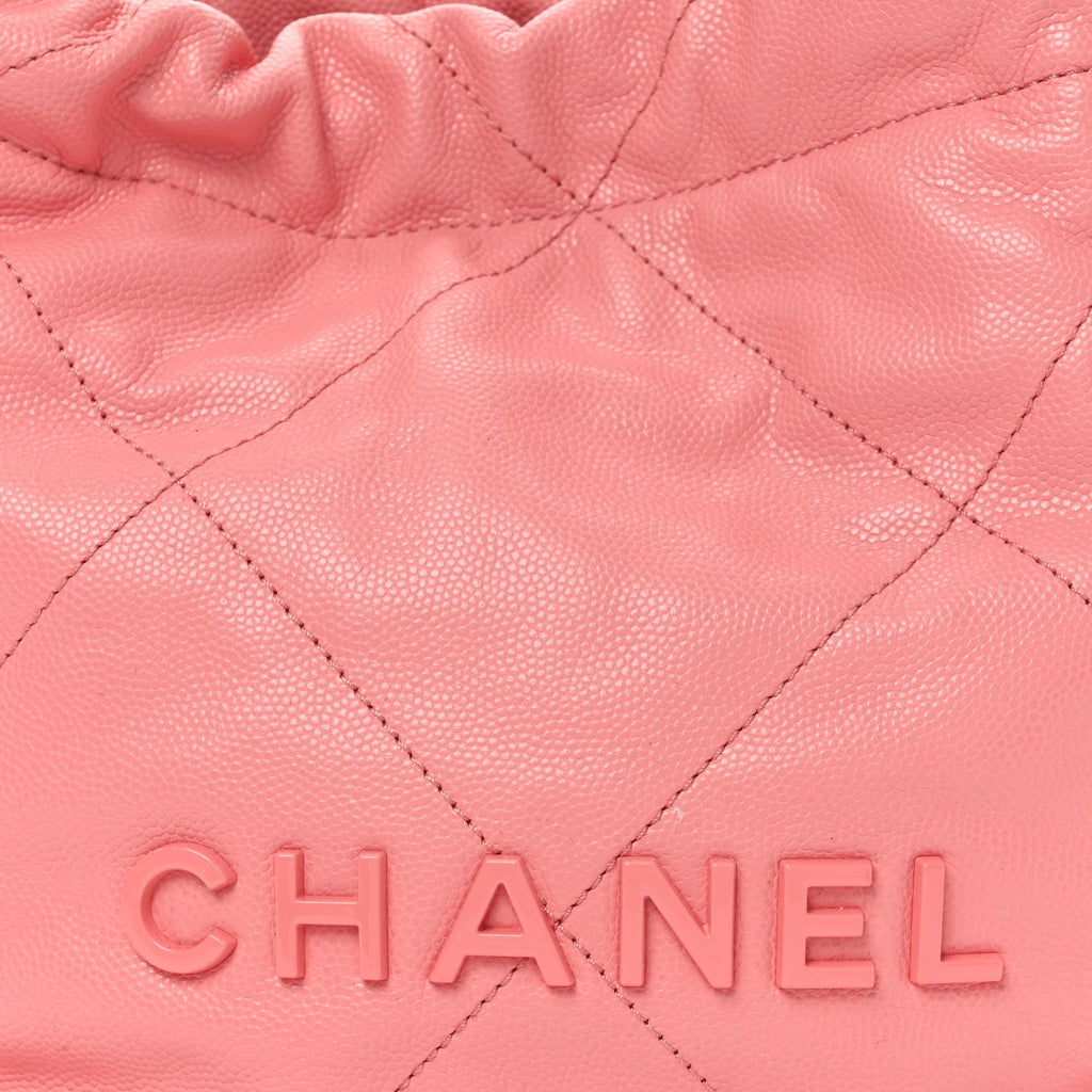 Chanel Shiny Caviar Quilted Mini Chanel 22 Coral