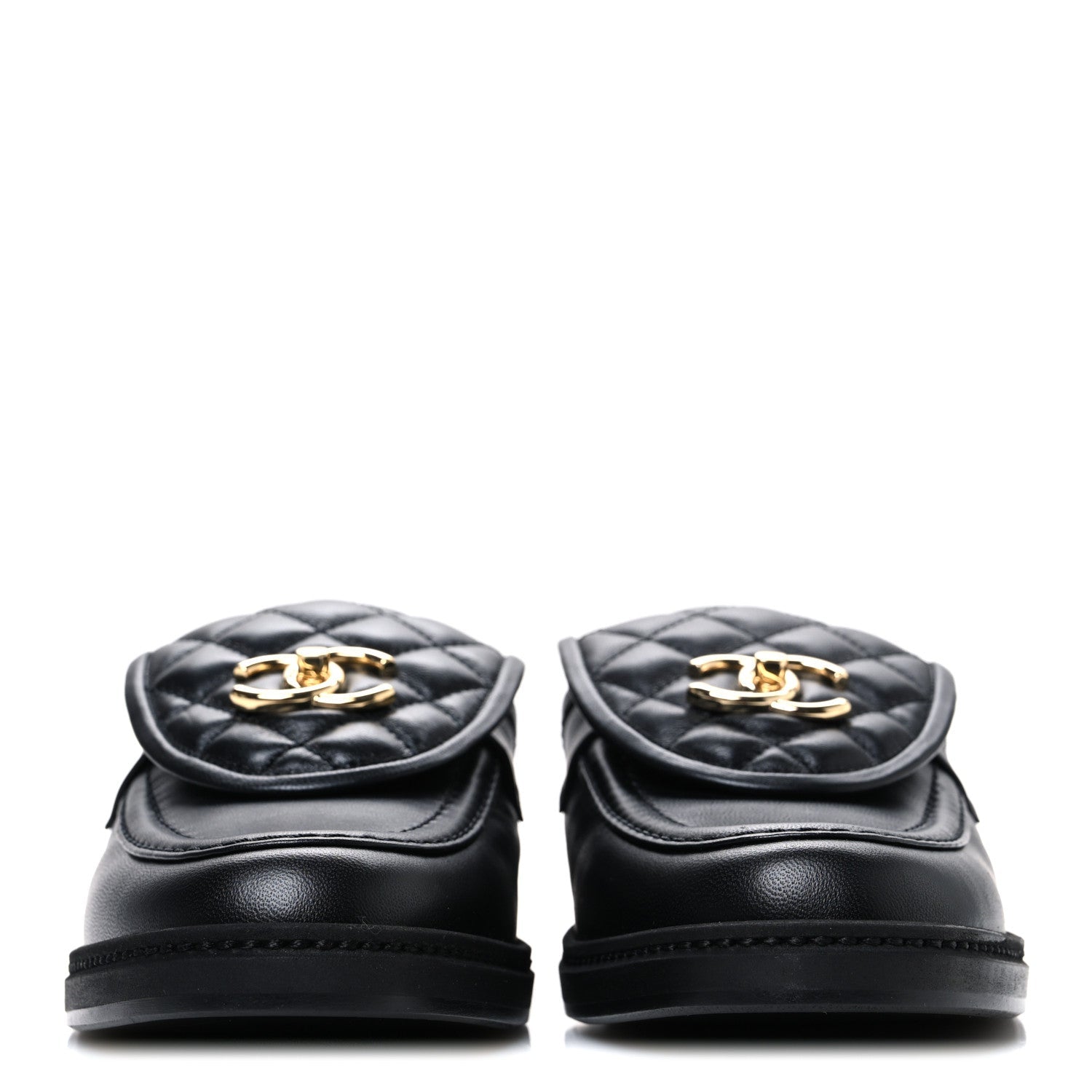 Lambskin Quilted CC Turnlock Mules 40 Black