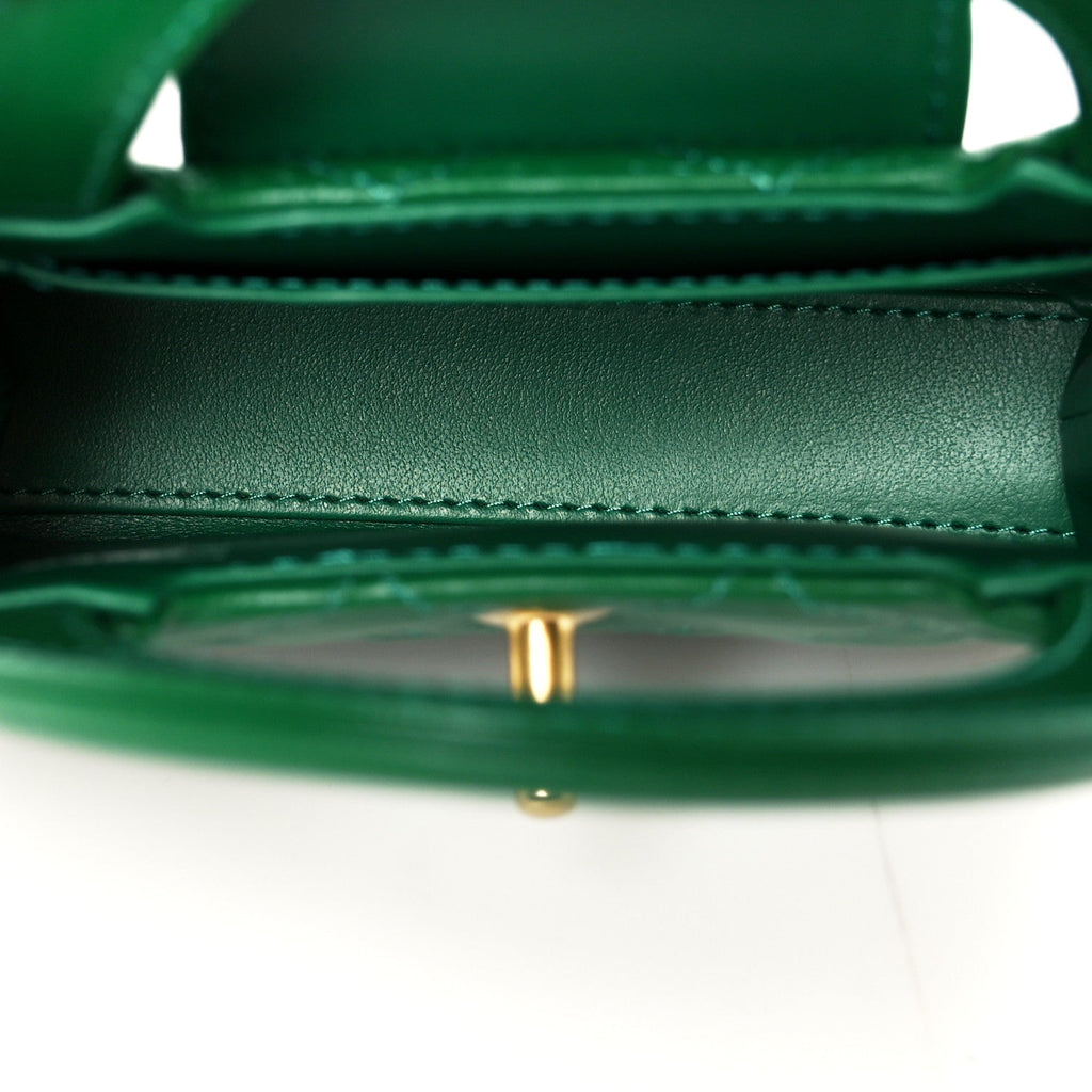 Chanel Shiny Aged Calfskin Quilted Mini Nano Kelly Shopper Green