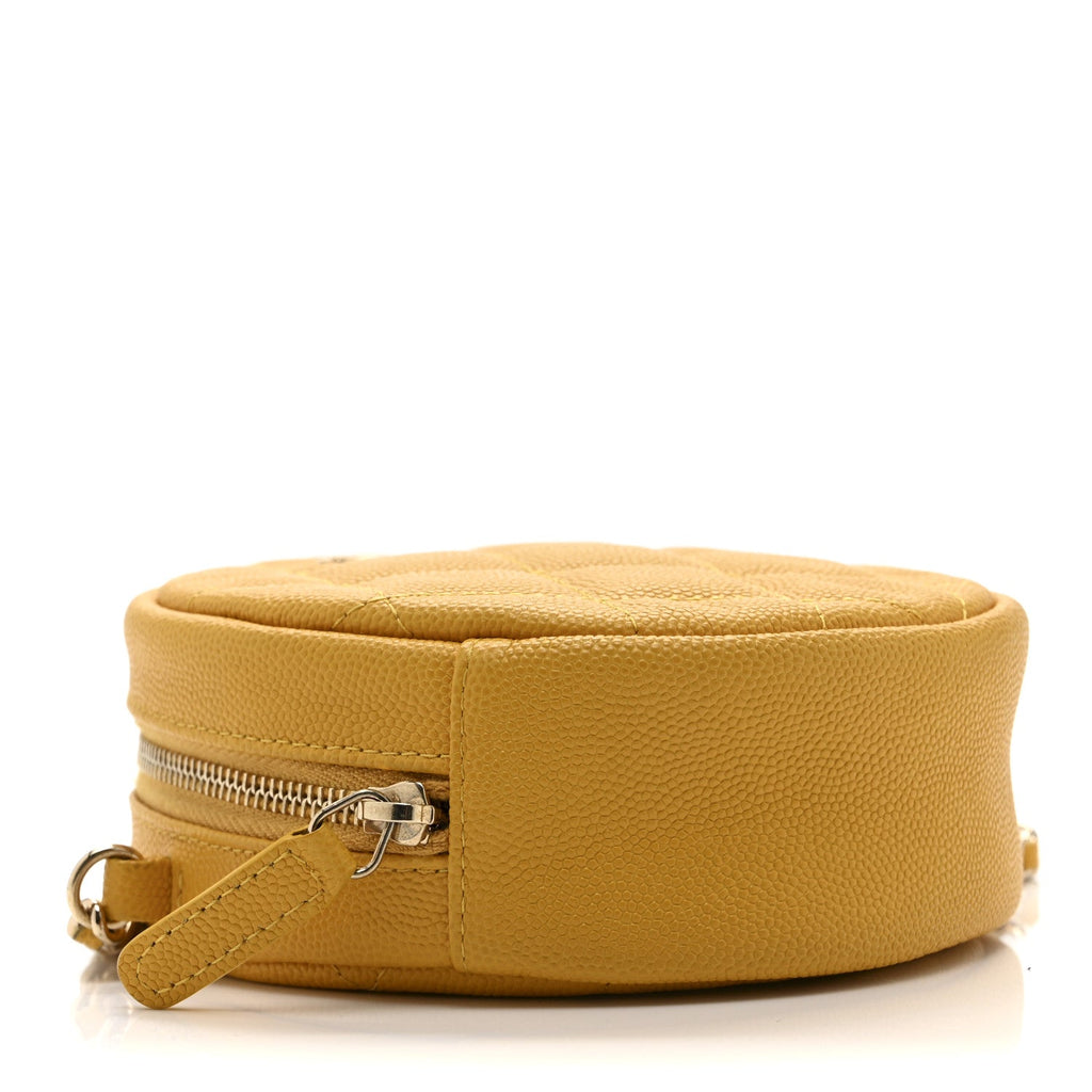 Chanel Caviar Quilted Round Clutch With Chain Yellow
