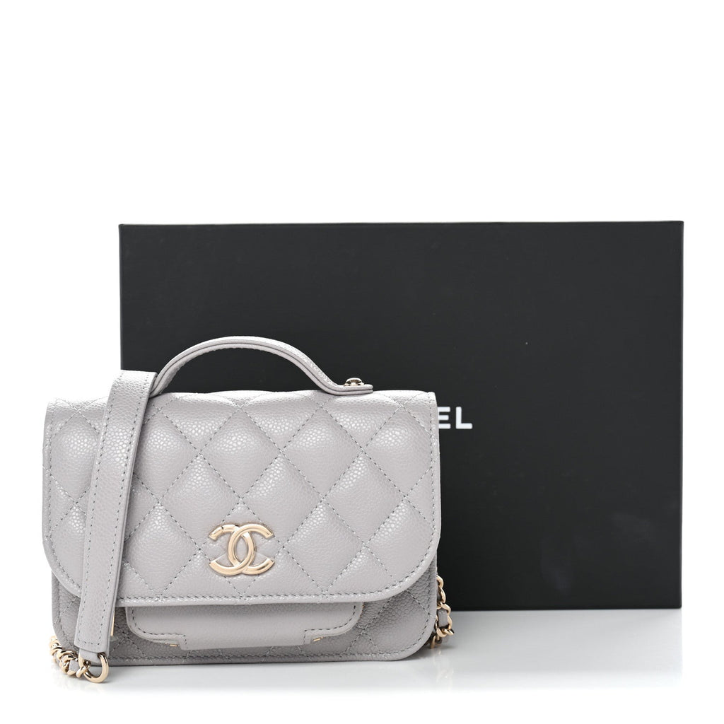 Chanel Caviar Quilted Mini Business Affinity Flap Grey