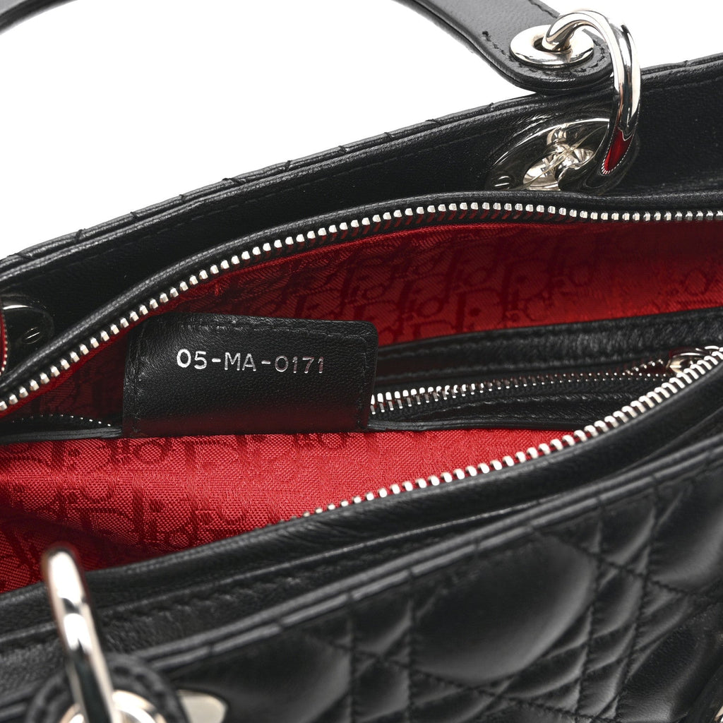 Christian Dior Lambskin Cannage Large Lady Dior Black