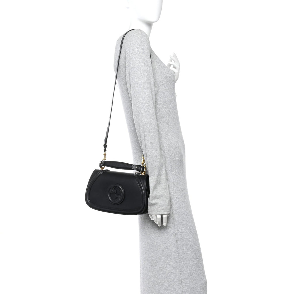 Gucci Arabella Calfskin Medium Blondie Top Handle Bag  Black