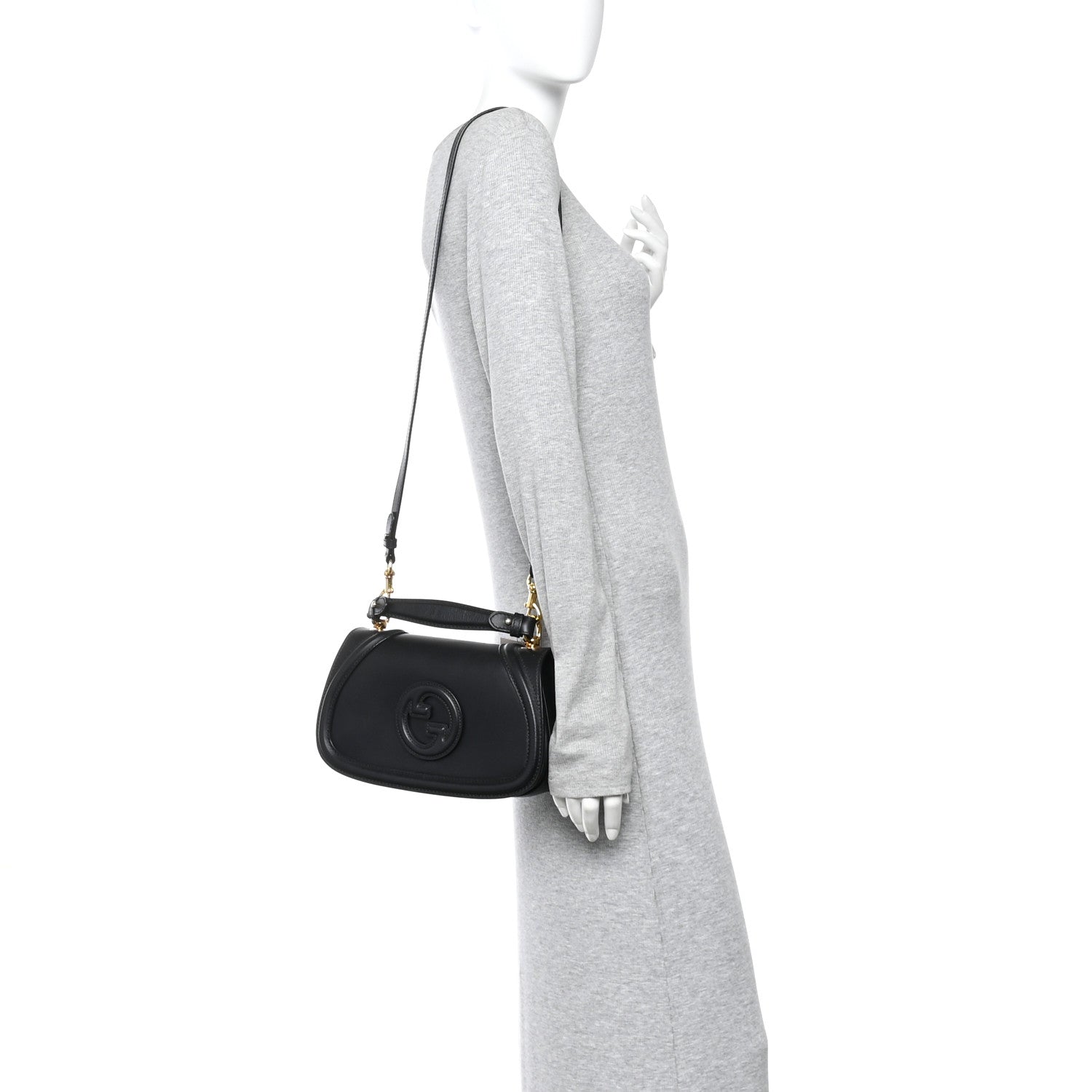 Gucci Arabella Calfskin Medium Blondie Top Handle Bag  Black
