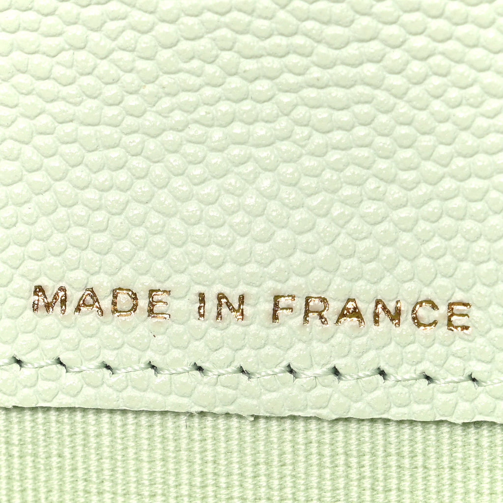 Caviar Quilted Large Gusset Flap Wallet Light Green