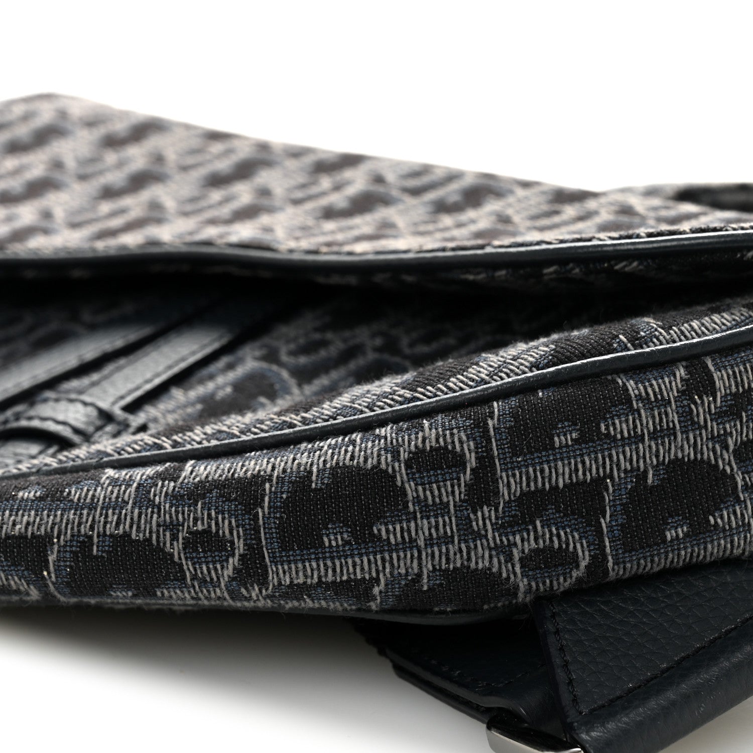 Christian Dior Oblique Mens Saddle Bag Black Blue