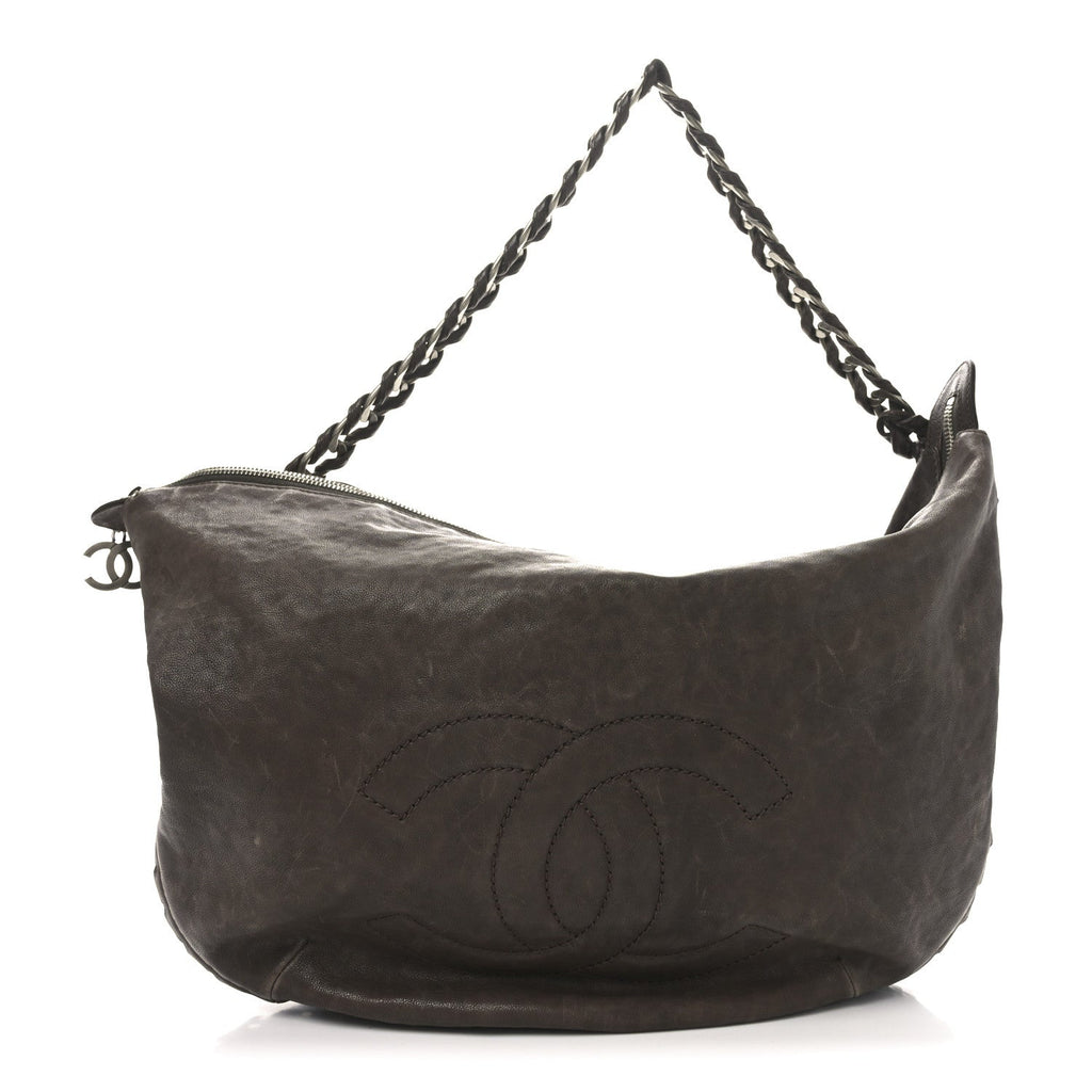 Chanel Calfskin Modern Chain Hobo Brown