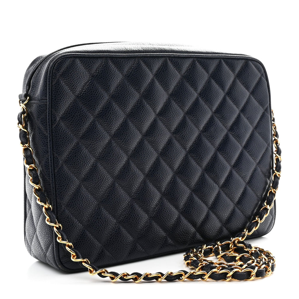 Chanel Caviar Quilted CC Shoulder Bag Navy