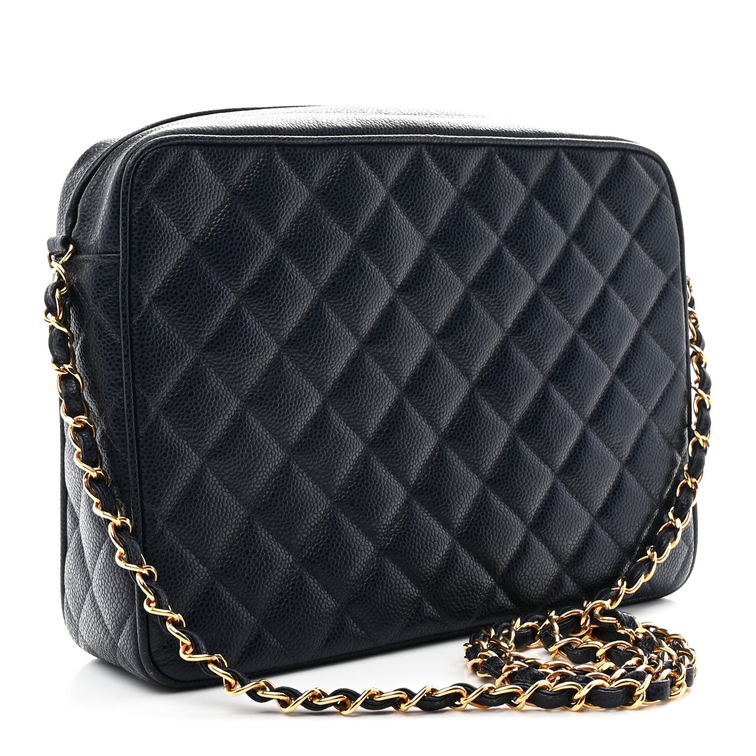 Chanel Caviar Quilted CC Shoulder Bag Navy