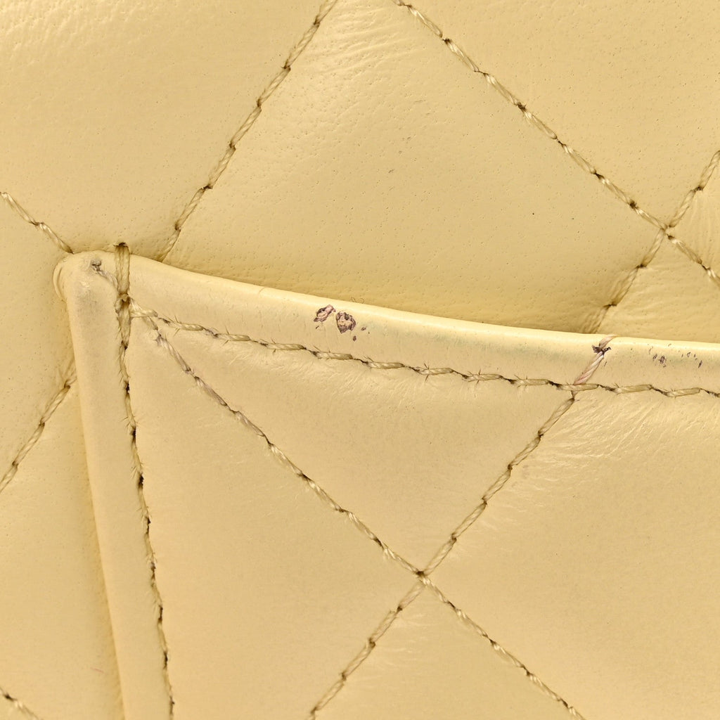 Chanel Lambskin Quilted Sweet Camellia Wallet on Chain WOC Yellow