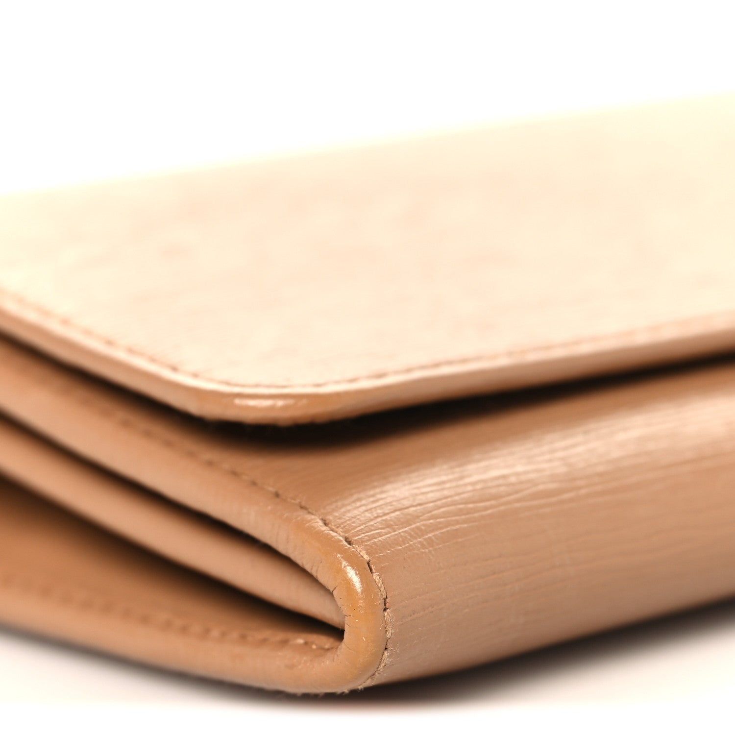 Prada Vitello Move Metal Oro Chain Wallet Caramel