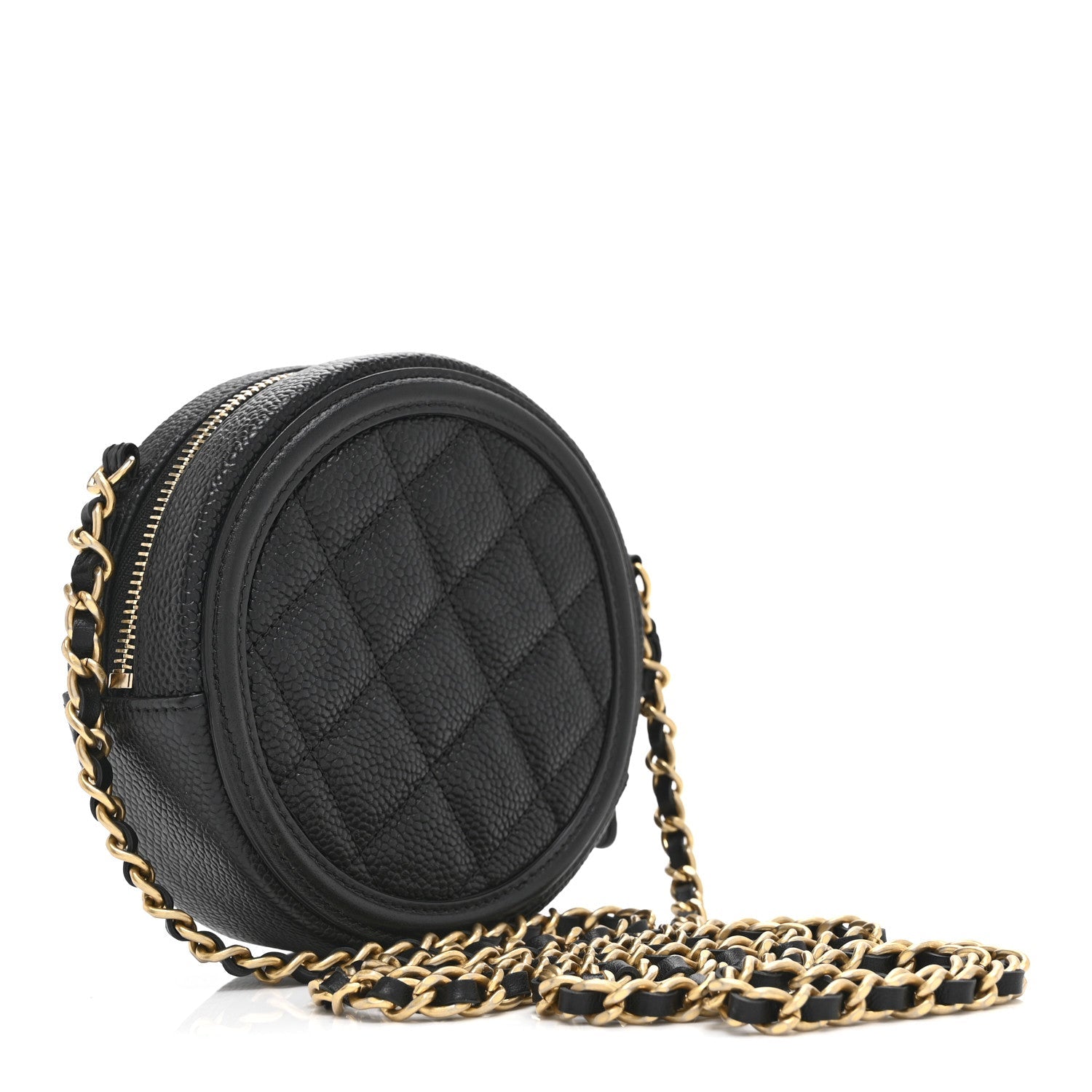 Chanel Caviar Quilted Round Filigree Crossbody Black