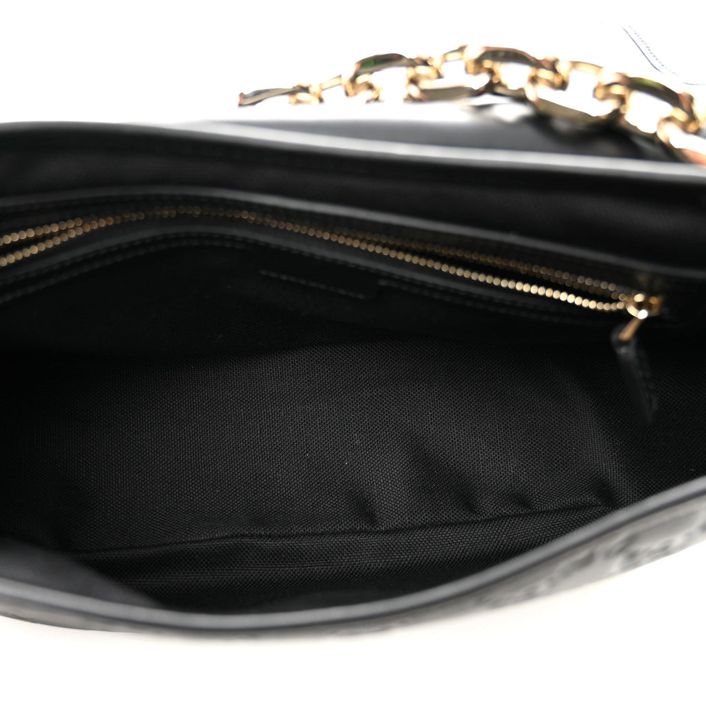 Gucci GG Calfskin Embossed Emblem Medium Arabella Bag Black Black