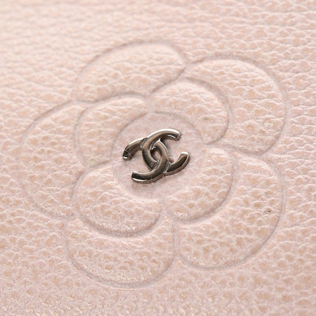 Goatskin Camellia Yen Wallet Pink