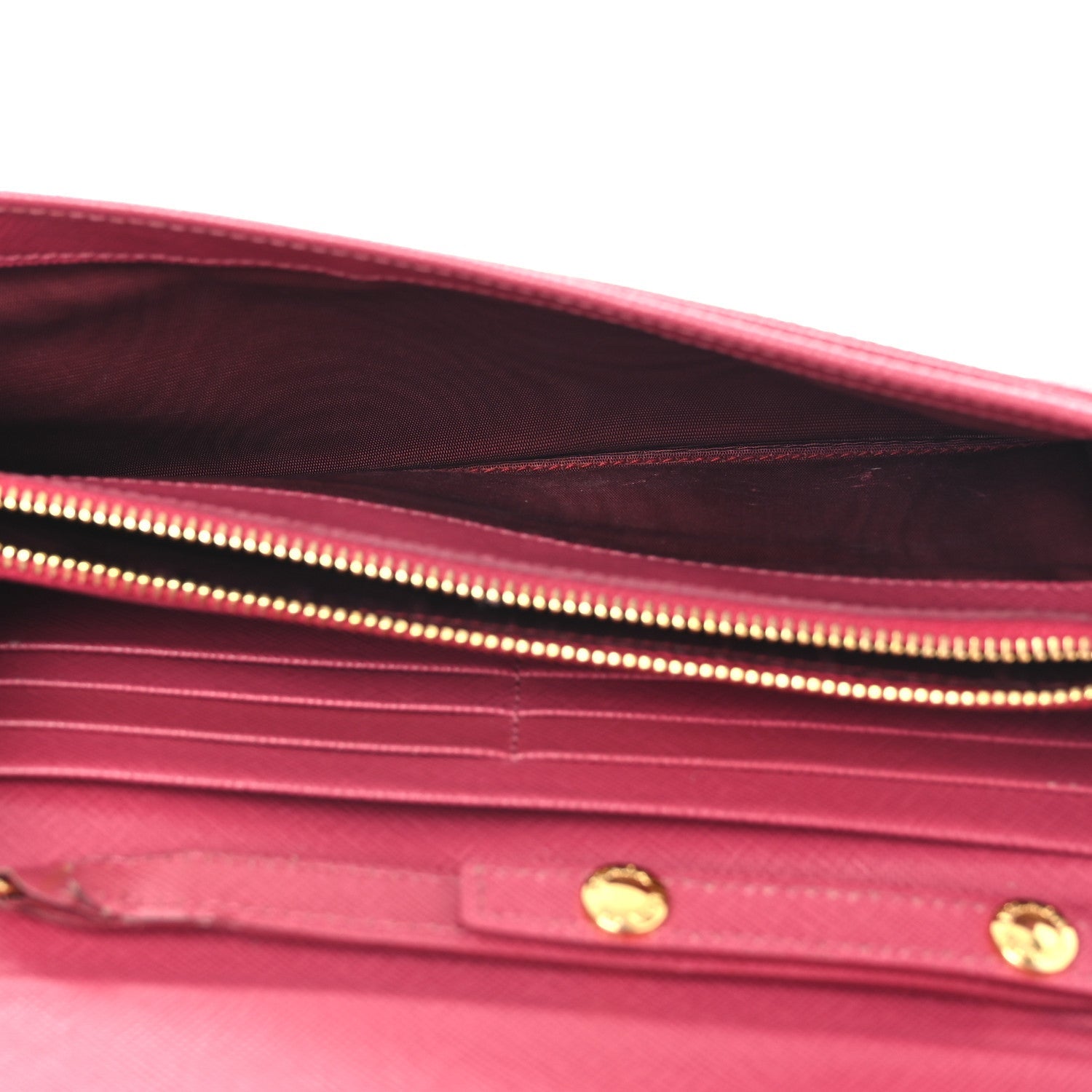 Prada Saffiano Metal Oro Chain Wallet Peonia
