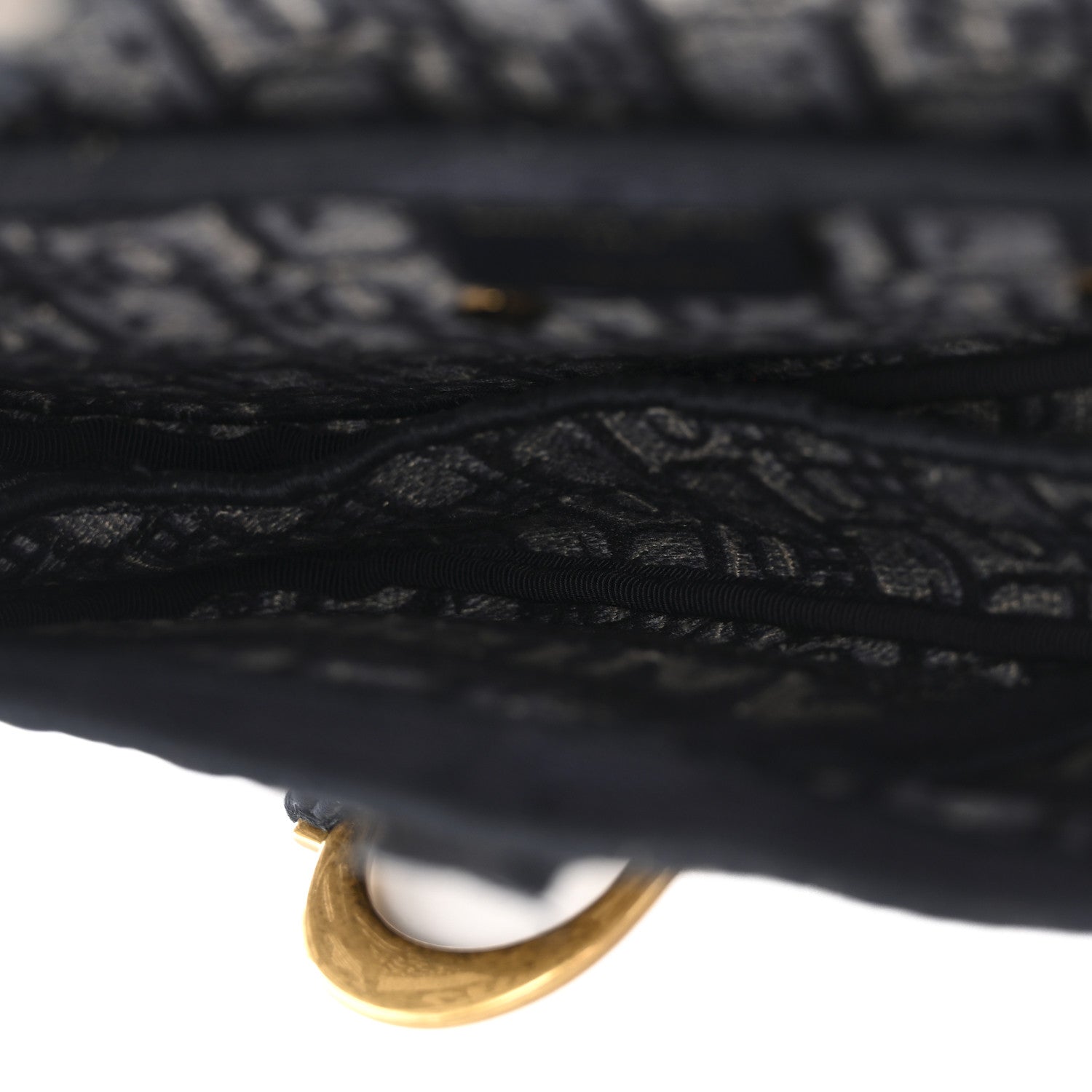 Christian Dior Oblique Embroidered Saddle Bag Blue