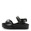 Chanel Shiny Calfskin Logo Platform Sandals 37 Black