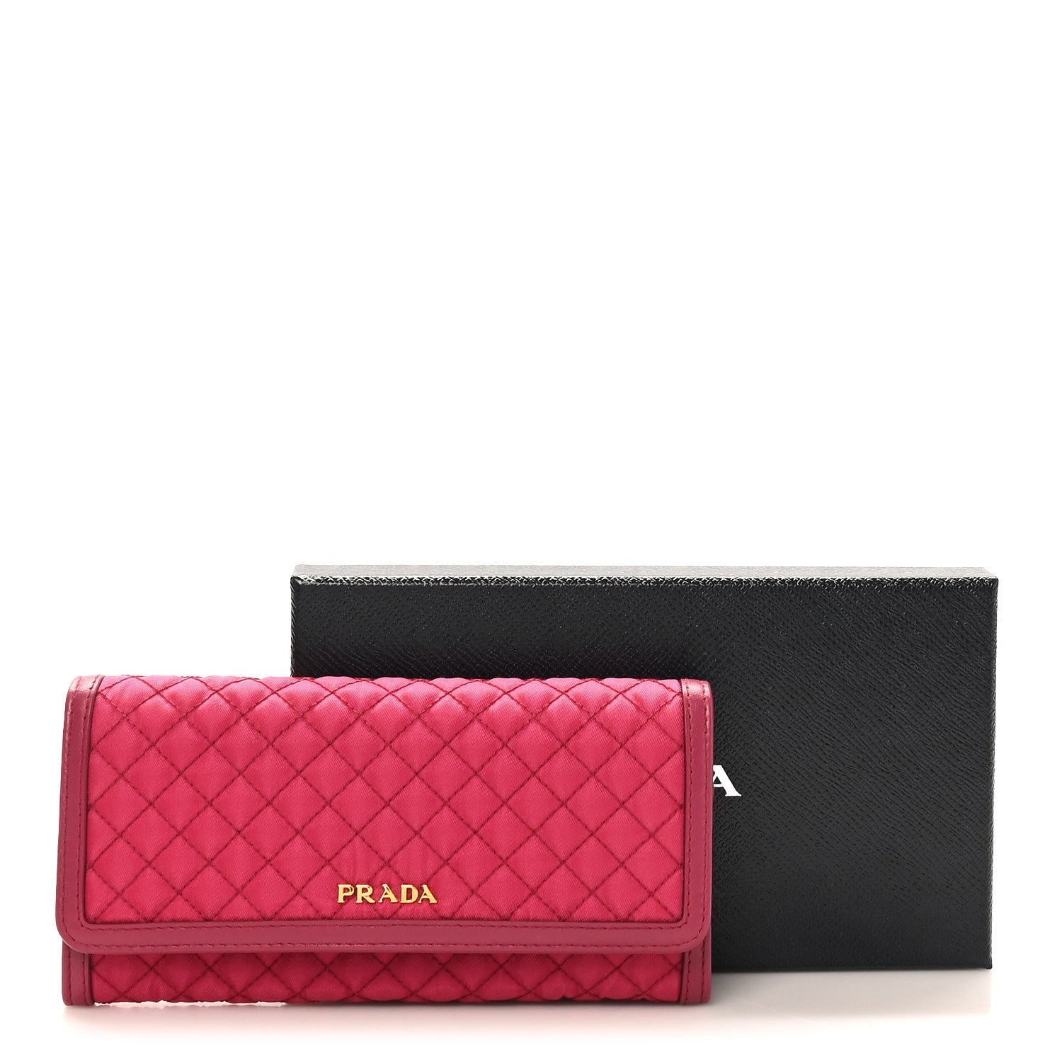 Prada Tessuto Nylon Quilted Continental Flap Wallet Ibisco