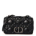 Christian Dior Calfskin Macrocannage Large Caro Bag Black