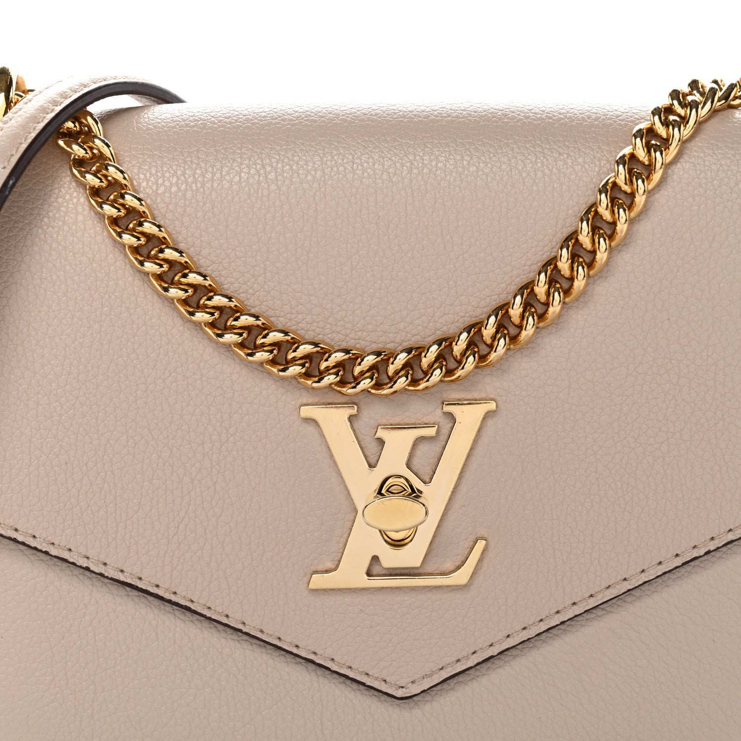 Louis Vuitton Soft Calfskin Mylockme Chain Bag BB Greige