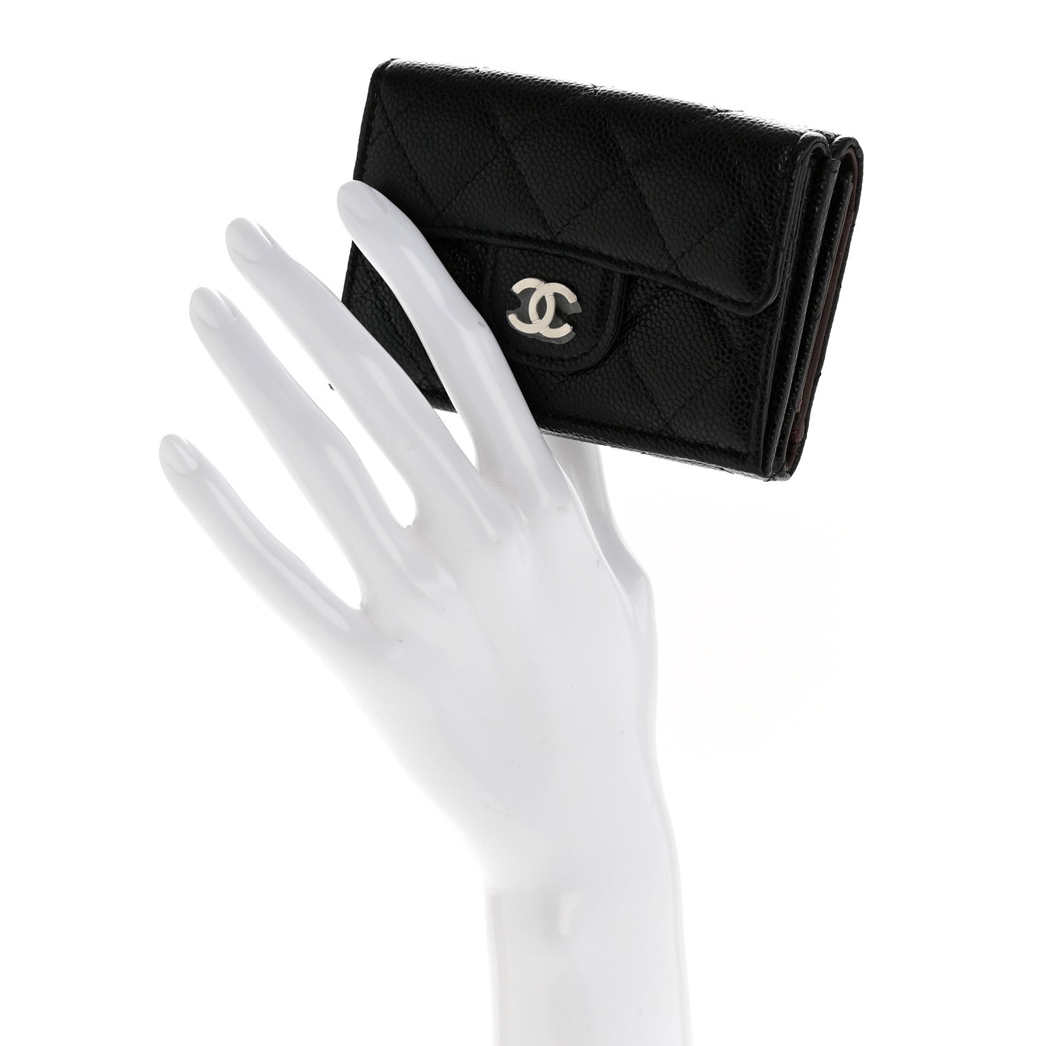 Caviar Quilted Double Flap Wallet Black