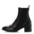 Chanel Shiny Grained Calfskin Patent Cap Toe Interlocking CC Short Boots 37.5 Black