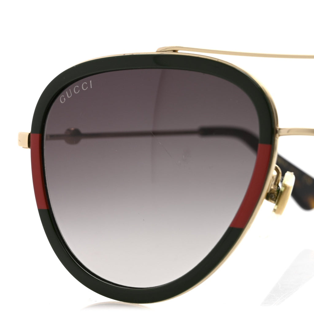 Gucci Metal Web Aviator Sunglasses GG0062S Green Red